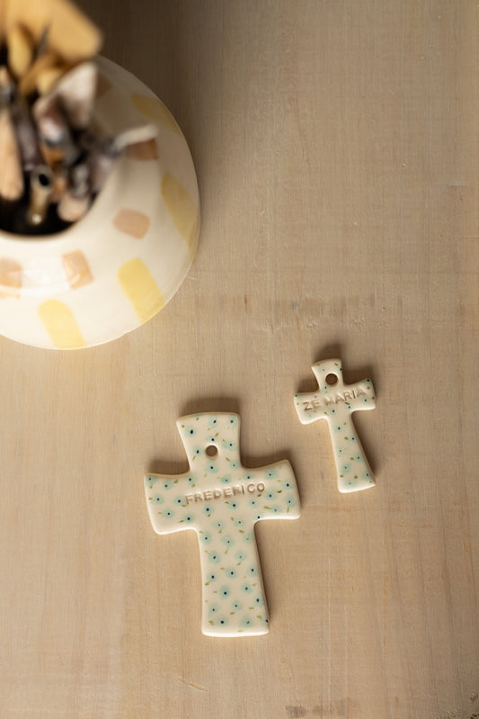 customised & hand painted crosses | with a chiffon ribbon + message card