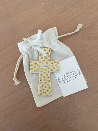 customised & hand painted crosses | with a chiffon ribbon + message card