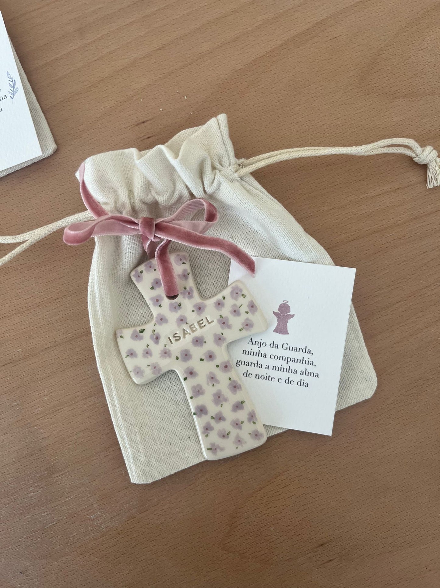 customised & hand painted crosses | with a chiffon ribbon + message card