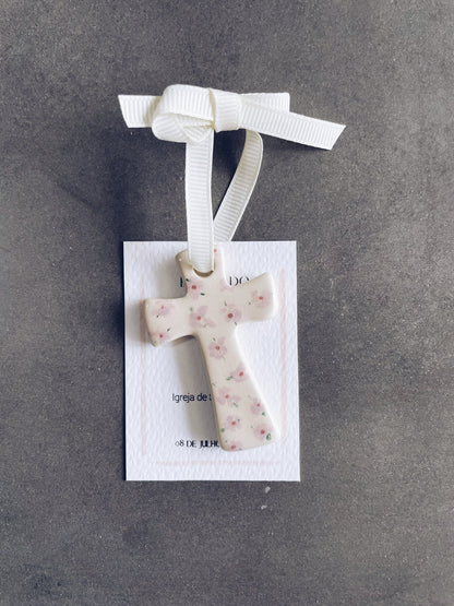 customised & hand painted crosses | with a chiffon ribbon + message card