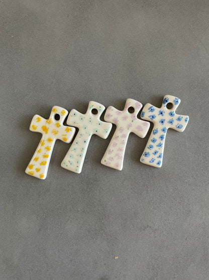 customised & hand painted crosses | with a chiffon ribbon + message card